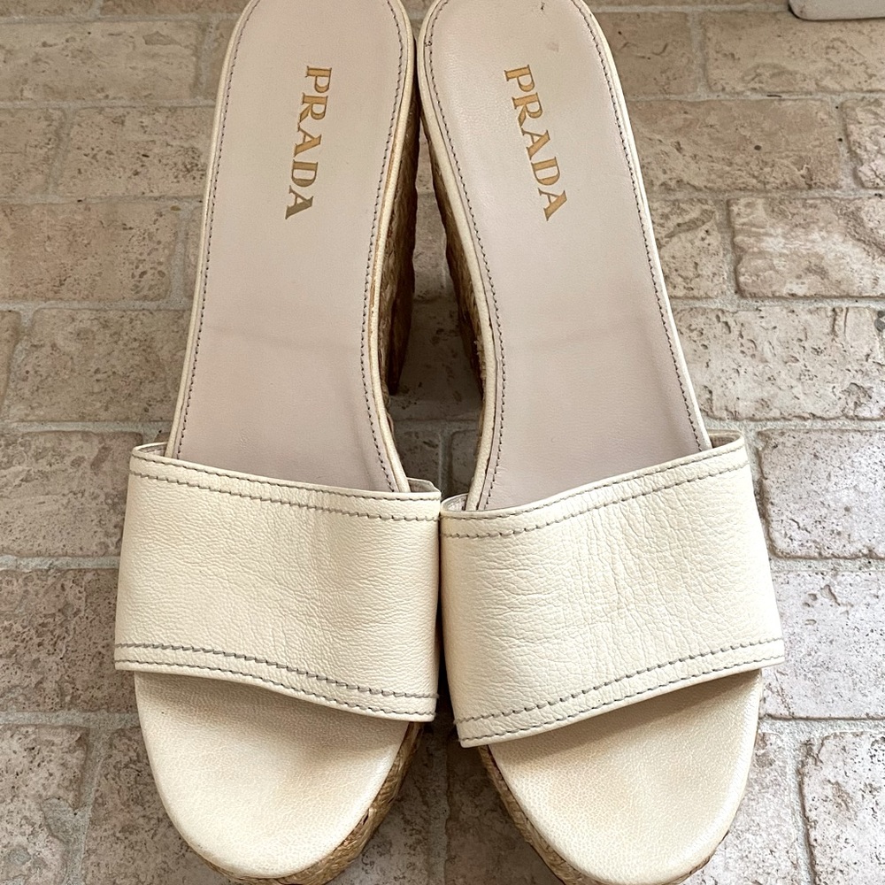New: Prada Platform Slides Espadrille Sandals - image 5